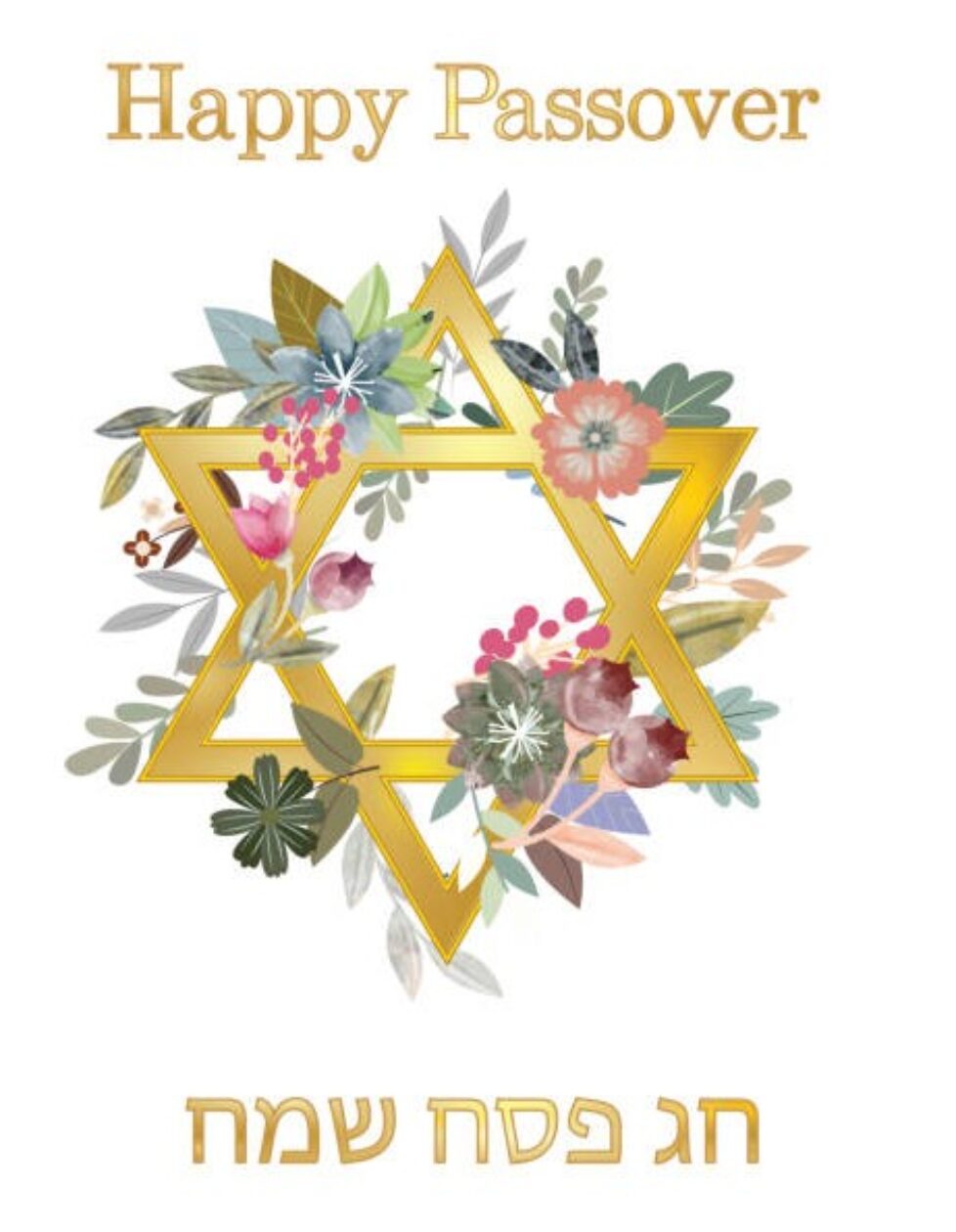 jewish-star-of-david-with-flowers-vector-illustration-background-greetng-card-concept-for